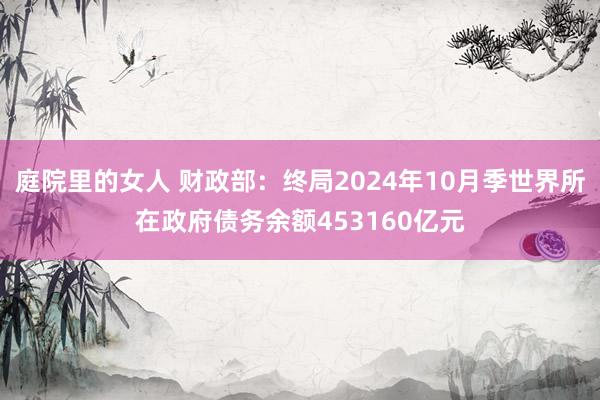 庭院里的女人 财政部：终局2024年10月季世界所在政府债务余额453160亿元