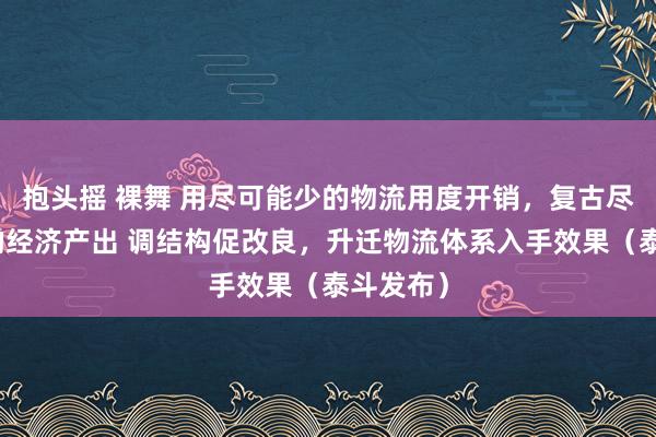 抱头摇 裸舞 用尽可能少的物流用度开销，复古尽可能多的经济产出 调结构促改良，升迁物流体系入手效果（泰斗发布）