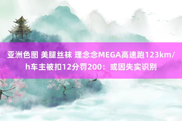 亚洲色图 美腿丝袜 理念念MEGA高速跑123km/h车主被扣12分罚200：或因失实识别