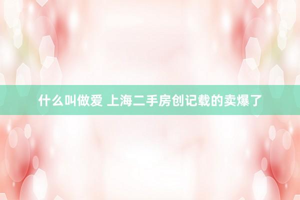 什么叫做爱 上海二手房创记载的卖爆了