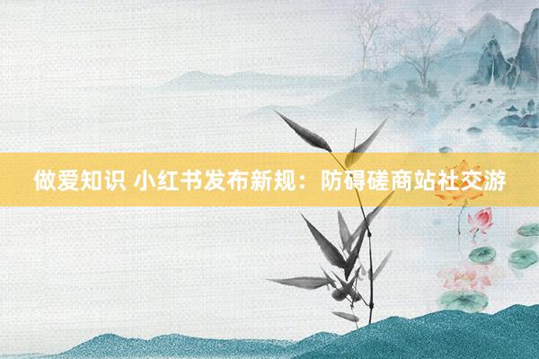 做爱知识 小红书发布新规：防碍磋商站社交游
