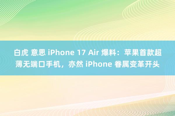 白虎 意思 iPhone 17 Air 爆料：苹果首款超薄无端口手机，亦然 iPhone 眷属变革开头
