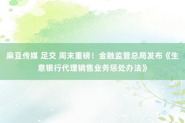 麻豆传媒 足交 周末重磅！金融监管总局发布《生意银行代理销售业务惩处办法》