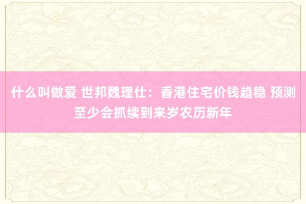什么叫做爱 世邦魏理仕：香港住宅价钱趋稳 预测至少会抓续到来岁农历新年