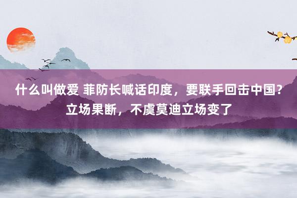 什么叫做爱 菲防长喊话印度，要联手回击中国？立场果断，不虞莫迪立场变了