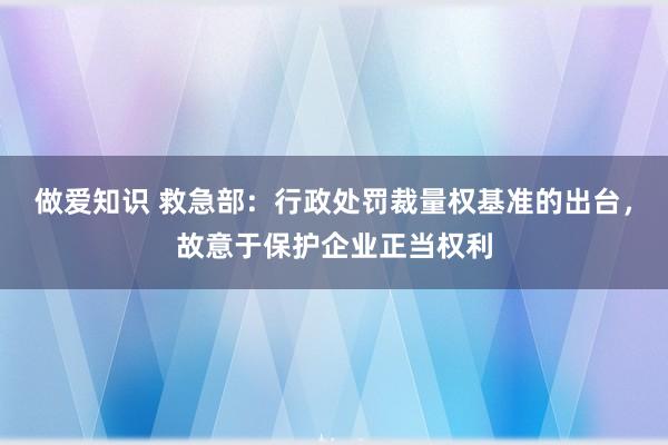 做爱知识 救急部：行政处罚裁量权基准的出台，故意于保护企业正当权利