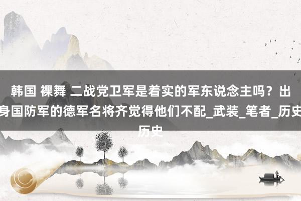 韩国 裸舞 二战党卫军是着实的军东说念主吗？出身国防军的德军名将齐觉得他们不配_武装_笔者_历史