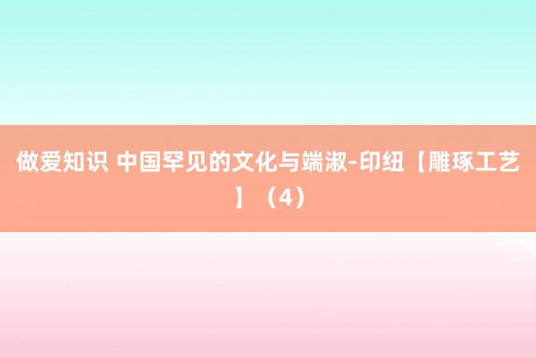 做爱知识 中国罕见的文化与端淑-印纽【雕琢工艺】（4）