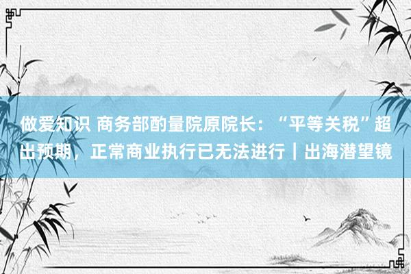 做爱知识 商务部酌量院原院长：“平等关税”超出预期，正常商业执行已无法进行｜出海潜望镜