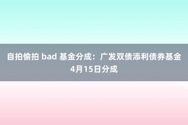自拍偷拍 bad 基金分成：广发双债添利债券基金4月15日分成