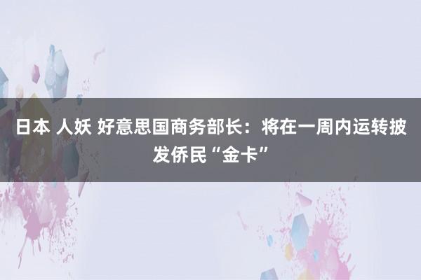 日本 人妖 好意思国商务部长：将在一周内运转披发侨民“金卡”