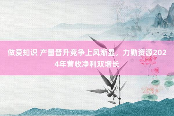 做爱知识 产量晋升竞争上风渐显，力勤资源2024年营收净利双增长