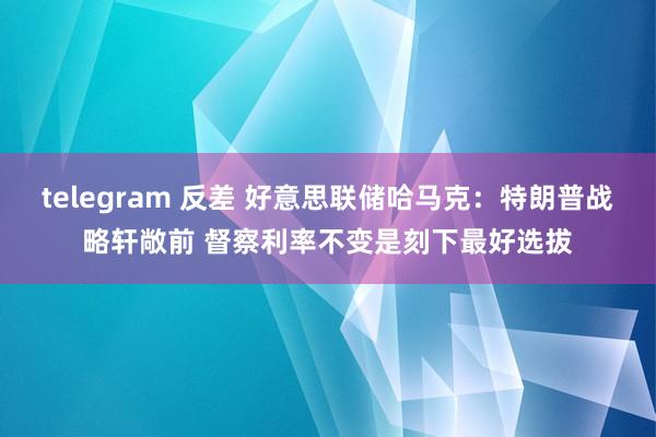 telegram 反差 好意思联储哈马克：特朗普战略轩敞前 督察利率不变是刻下最好选拔