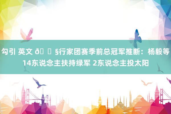 勾引 英文 🐧行家团赛季前总冠军推断：杨毅等14东说念主扶持绿军 2东说念主投太阳