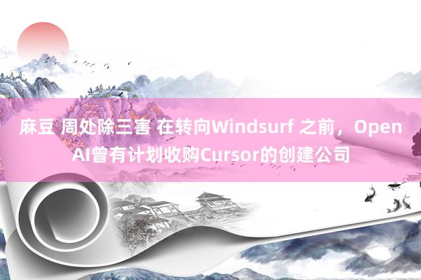麻豆 周处除三害 在转向Windsurf 之前，OpenAI曾有计划收购Cursor的创建公司