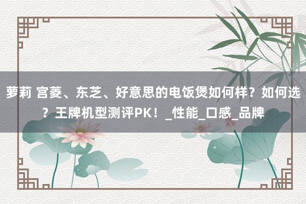 萝莉 宫菱、东芝、好意思的电饭煲如何样？如何选？王牌机型测评PK！_性能_口感_品牌