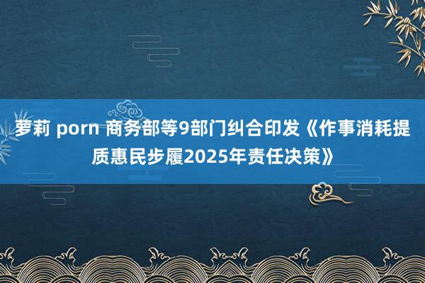 萝莉 porn 商务部等9部门纠合印发《作事消耗提质惠民步履2025年责任决策》