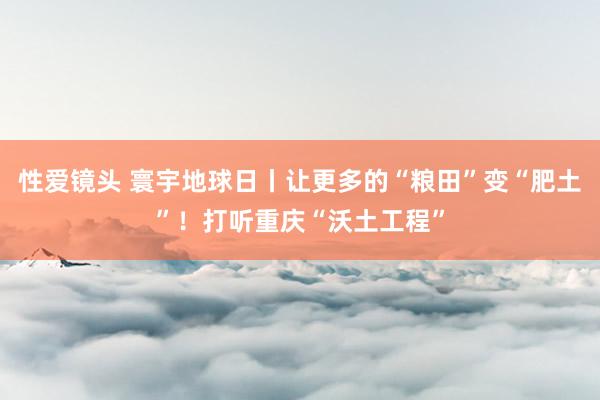 性爱镜头 寰宇地球日丨让更多的“粮田”变“肥土”！打听重庆“沃土工程”