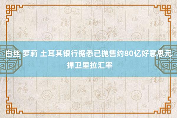白丝 萝莉 土耳其银行据悉已抛售约80亿好意思元 捍卫里拉汇率